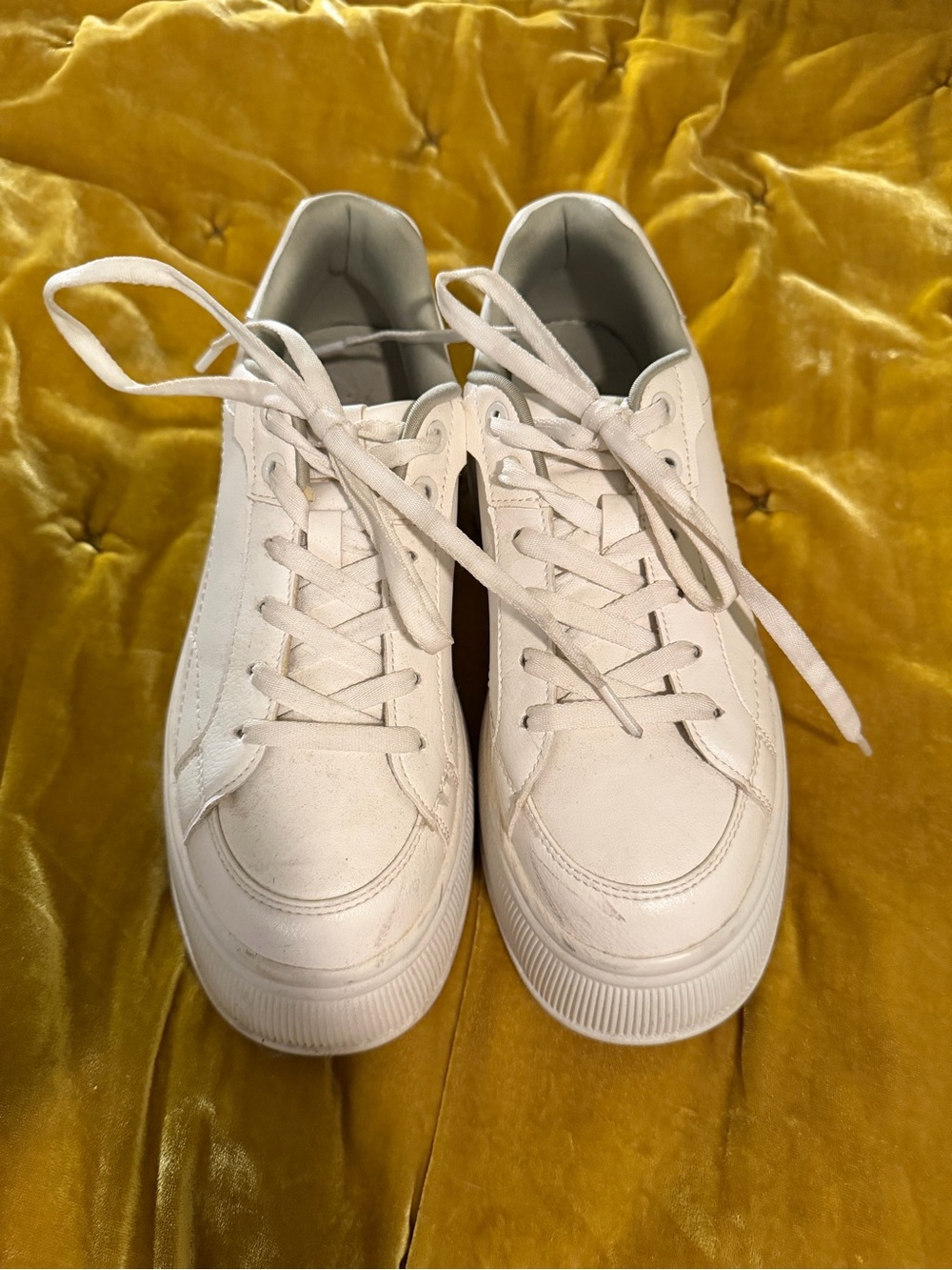 Zara White Platform Lace-Up Sneakers